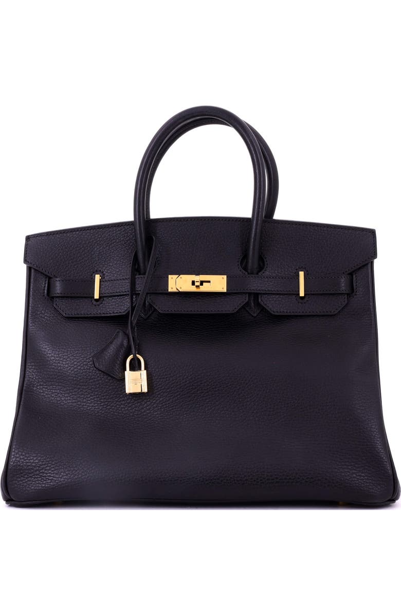 Pre-Owned Hermes Birkin Handbag Black Ardennes with Gold Hardware 35, Main, color, Noir