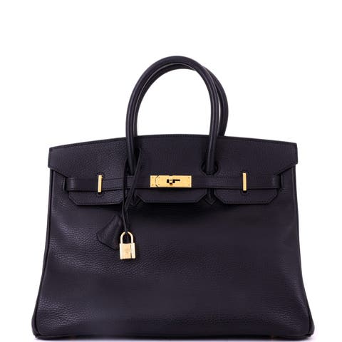 Birkin Handbag Black Ardennes with Gold Hardware 35