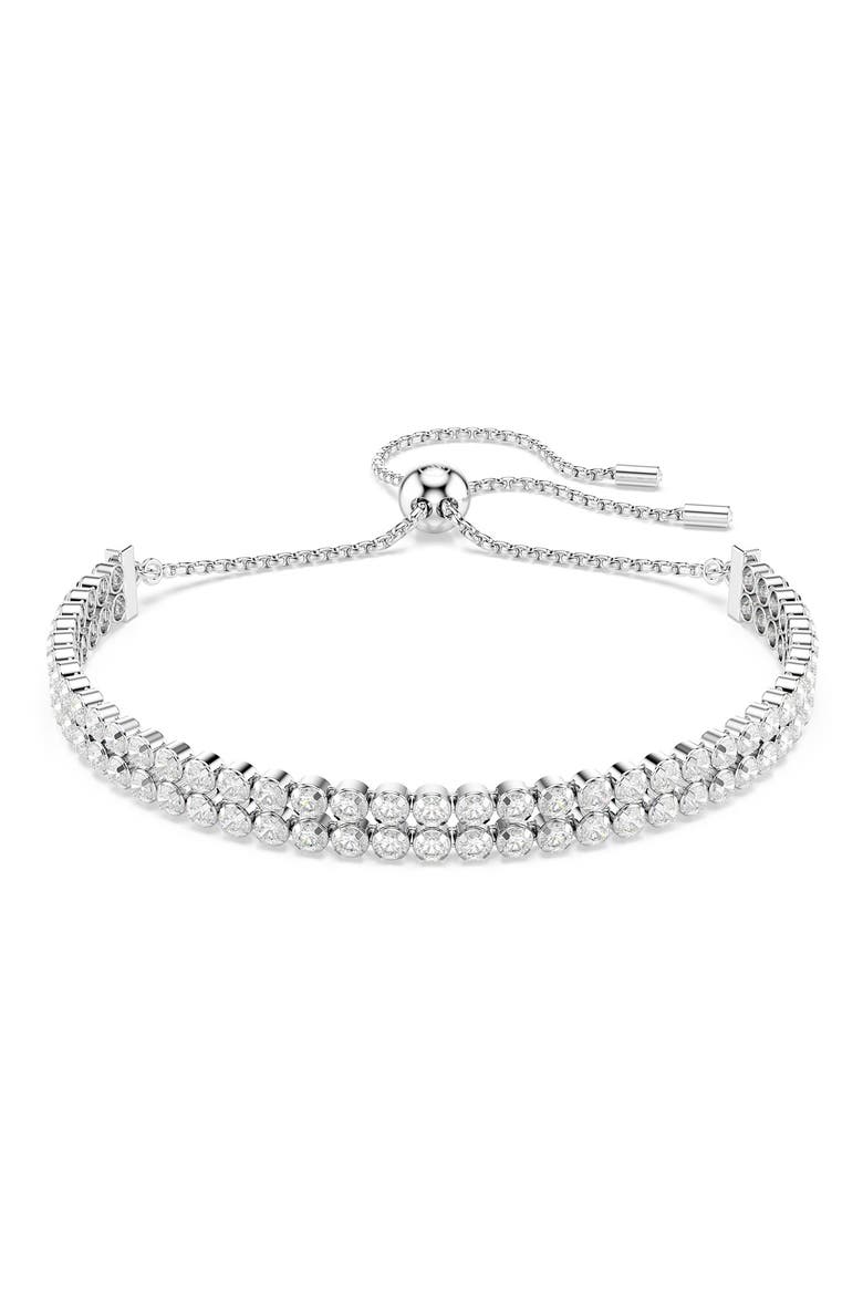 Matrix Crystal Double Row Slider Bracelet, Main, color, WHITE