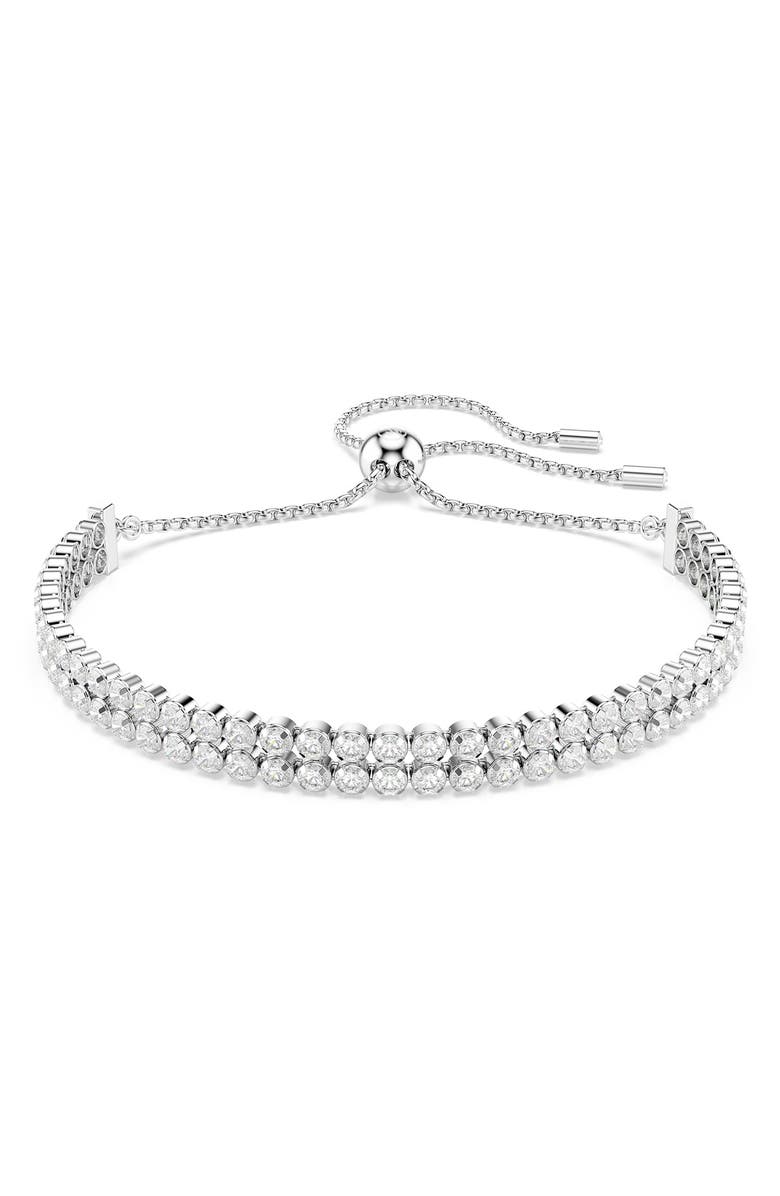 Swarovski Matrix Crystal Double Row Slider Bracelet, Main, color, White