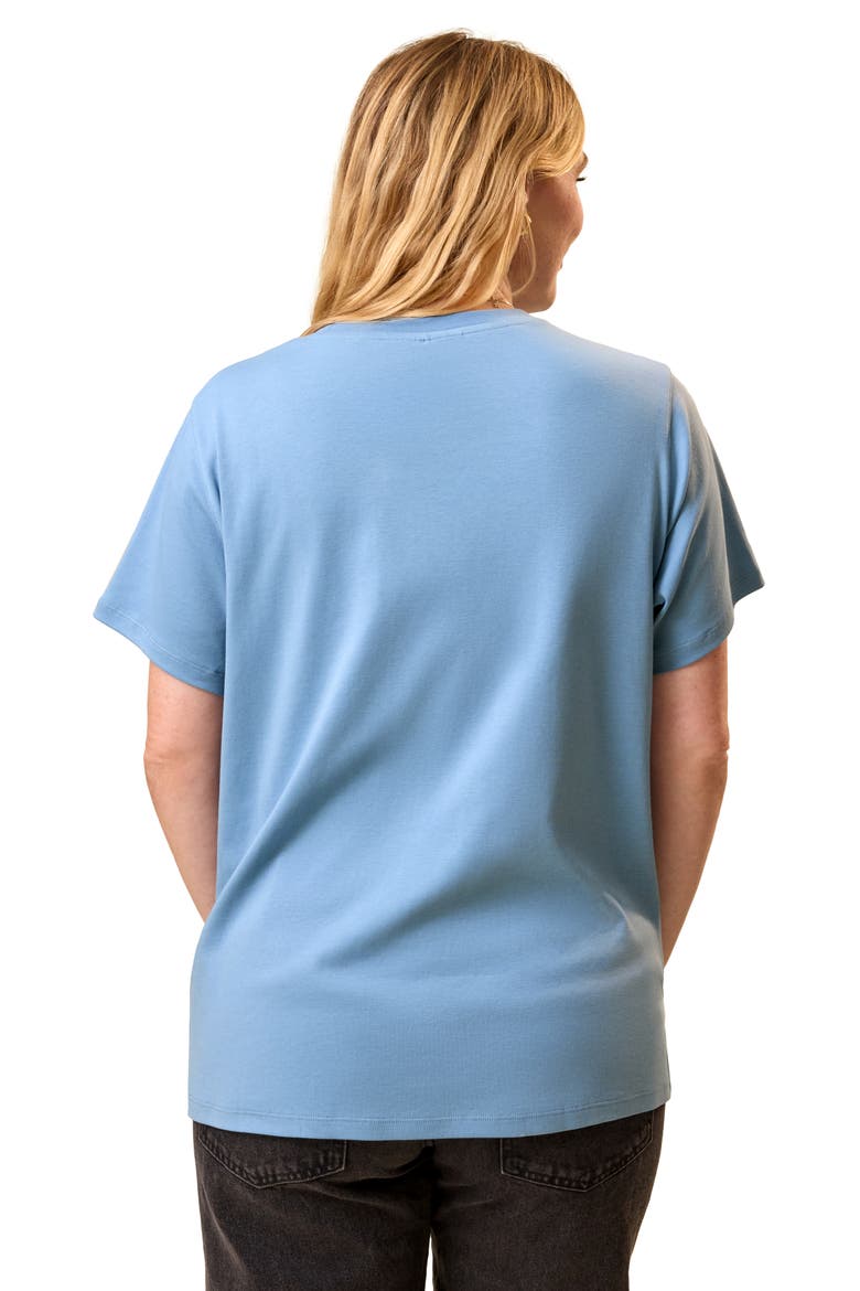 Pima Cotton Crew Neck Side Zip Maternity & Nursing T-shirt, Alternate, color, Vintage Blue