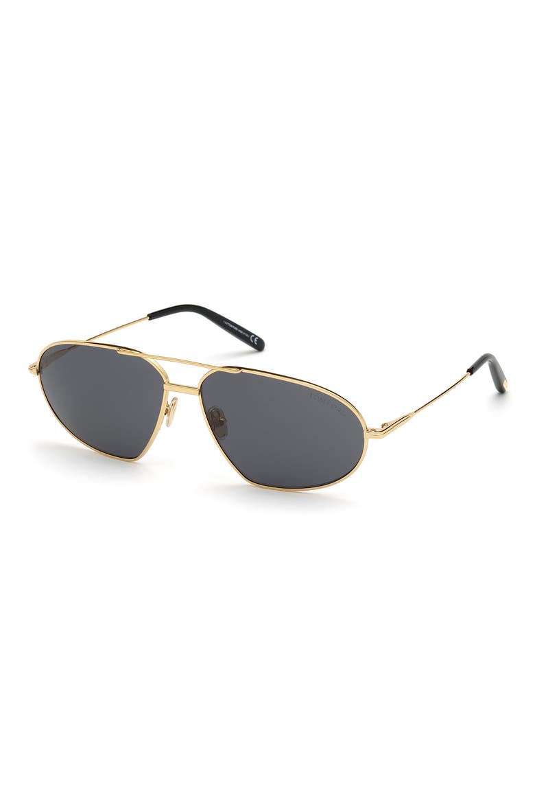 Bradford 63mm Oversize Pilot Sunglasses, Alternate, color, SHINY DEEP GOLD / SMOKE