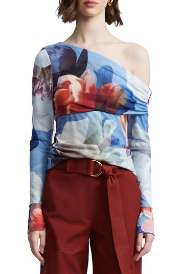 Bcbgmaxazria Irma Off-the-shoulder Long Sleeve Top In Multi