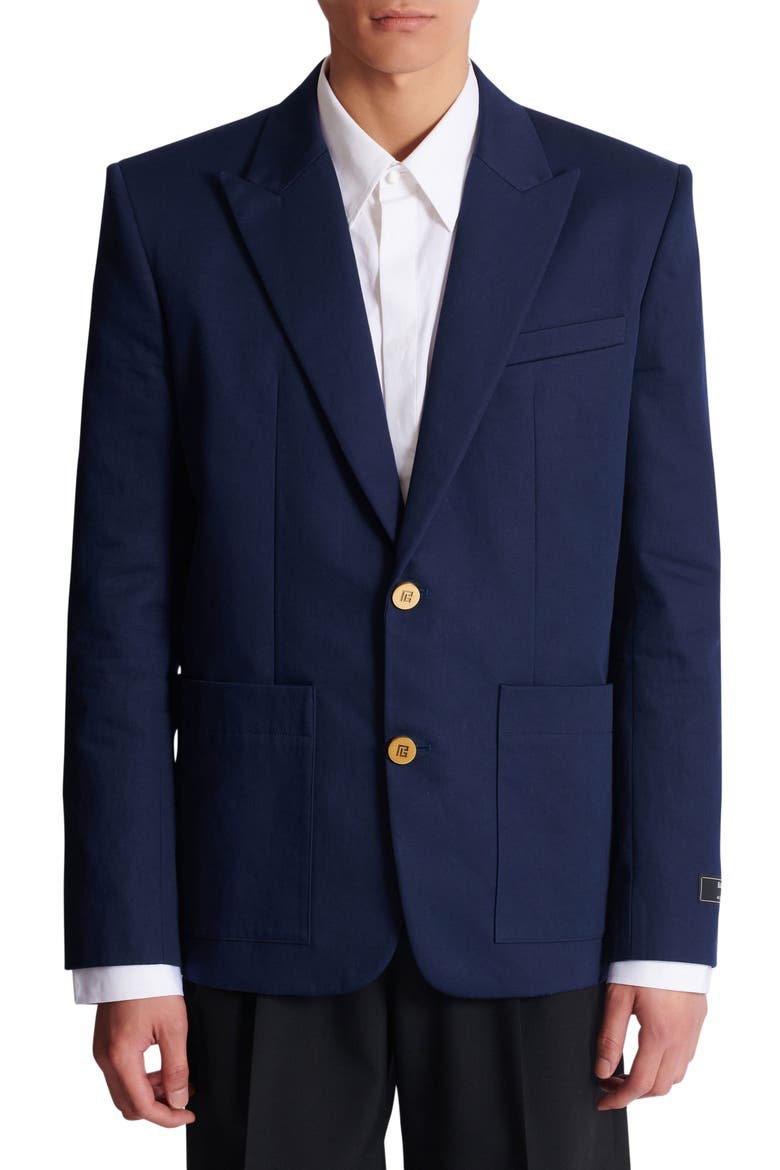 Cotton twill 2-button jacket, Alternate, color, navy