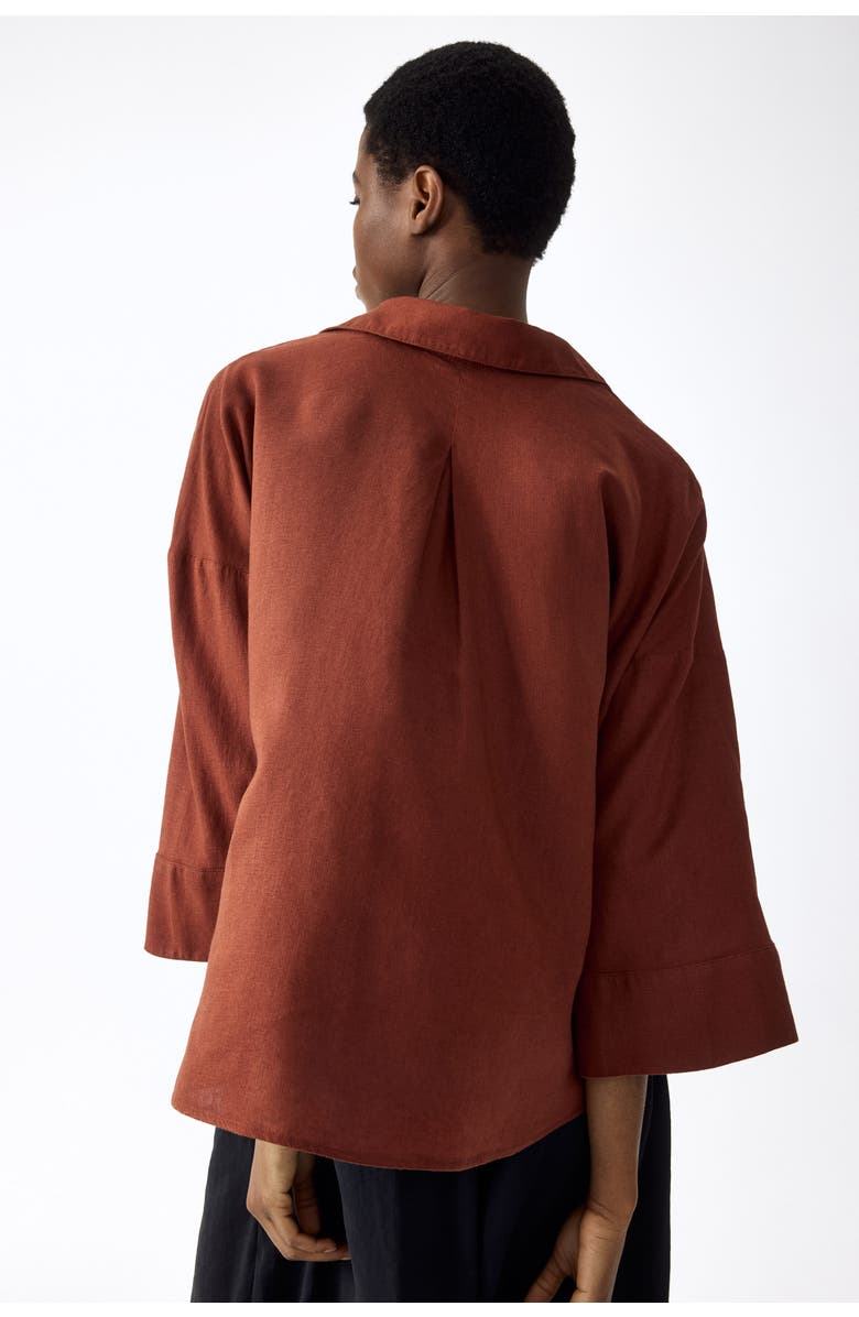 H&M Linen-blend Shirt, Alternate, color, Brown