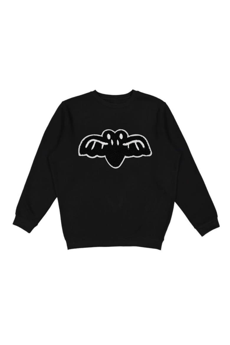 Bat Patch Halloween Sweatshirt, Main, color, Black