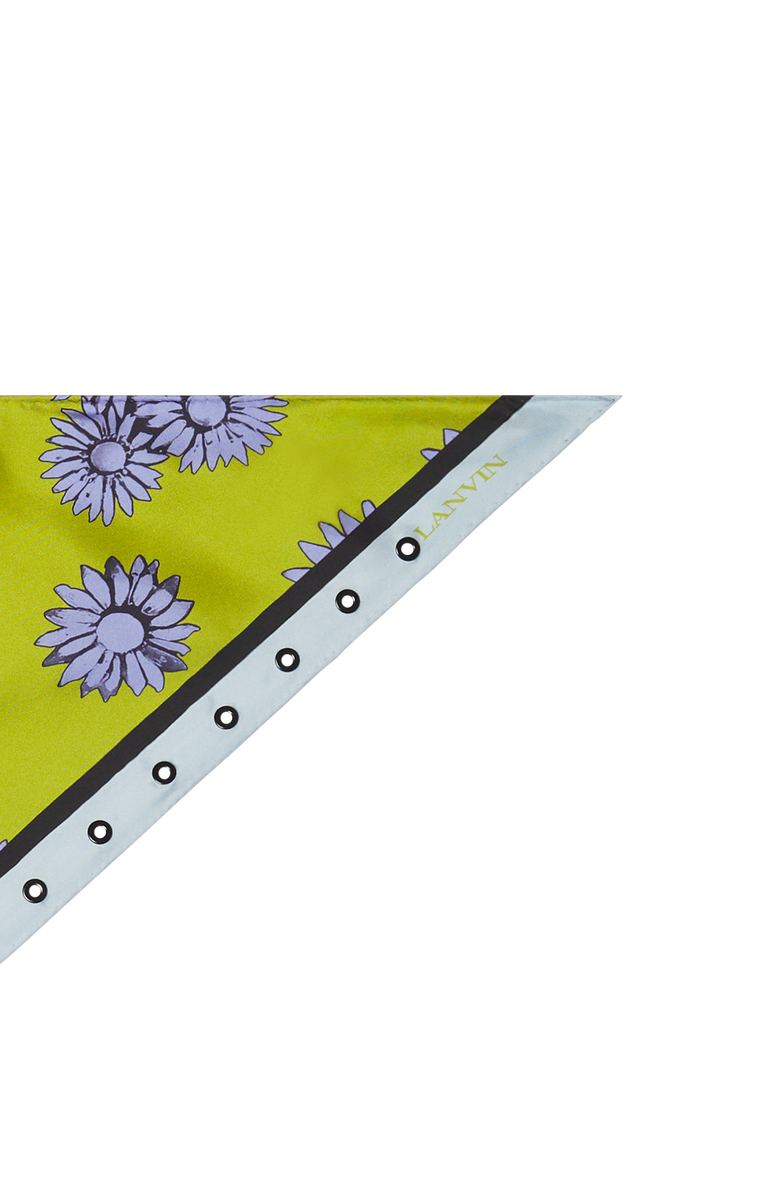 Lanvin Triangle Silk Scarf With Marguerite Motifs, Alternate, color, Green