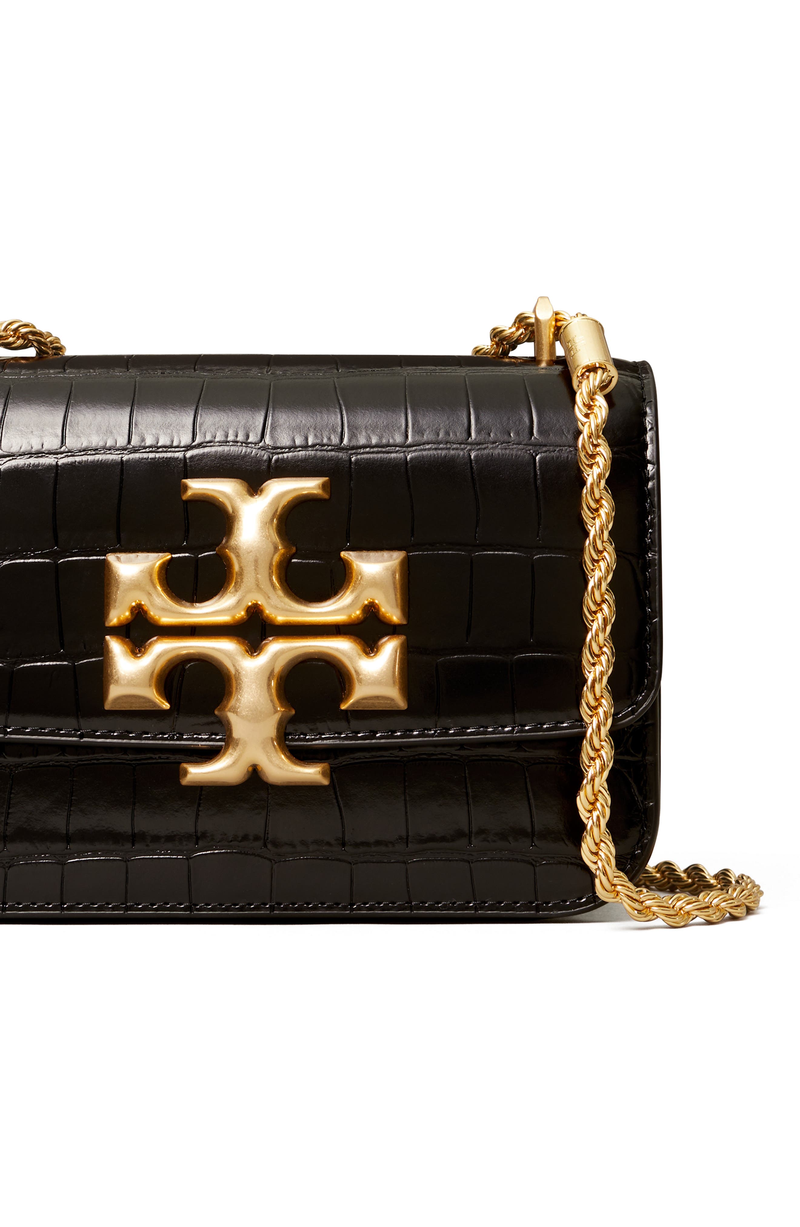 Tory Burch Small Eleanor Croc Embossed Leather Convertible Shoulder Bag, Alternate, color, 