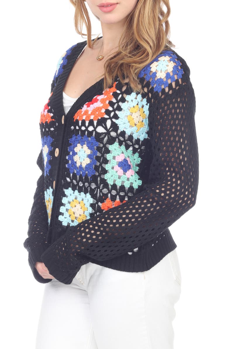 RAIN AND ROSE Granny Square Openwork Cardigan, Alternate, color, 