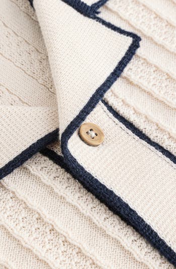 Kids' Tipped Cotton Button-Up Polo Sweater & Shorts Set