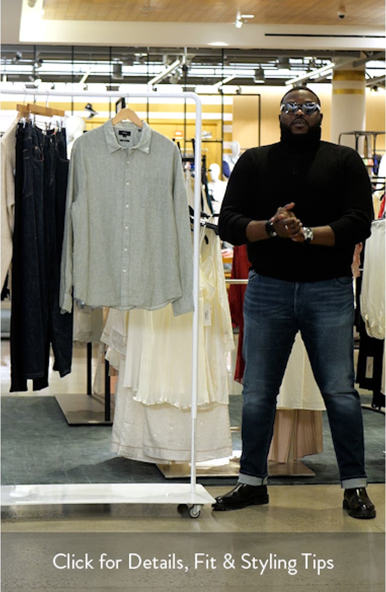 Houndstooth Classic Fit Linen Button-Up Shirt, sales video thumbnail