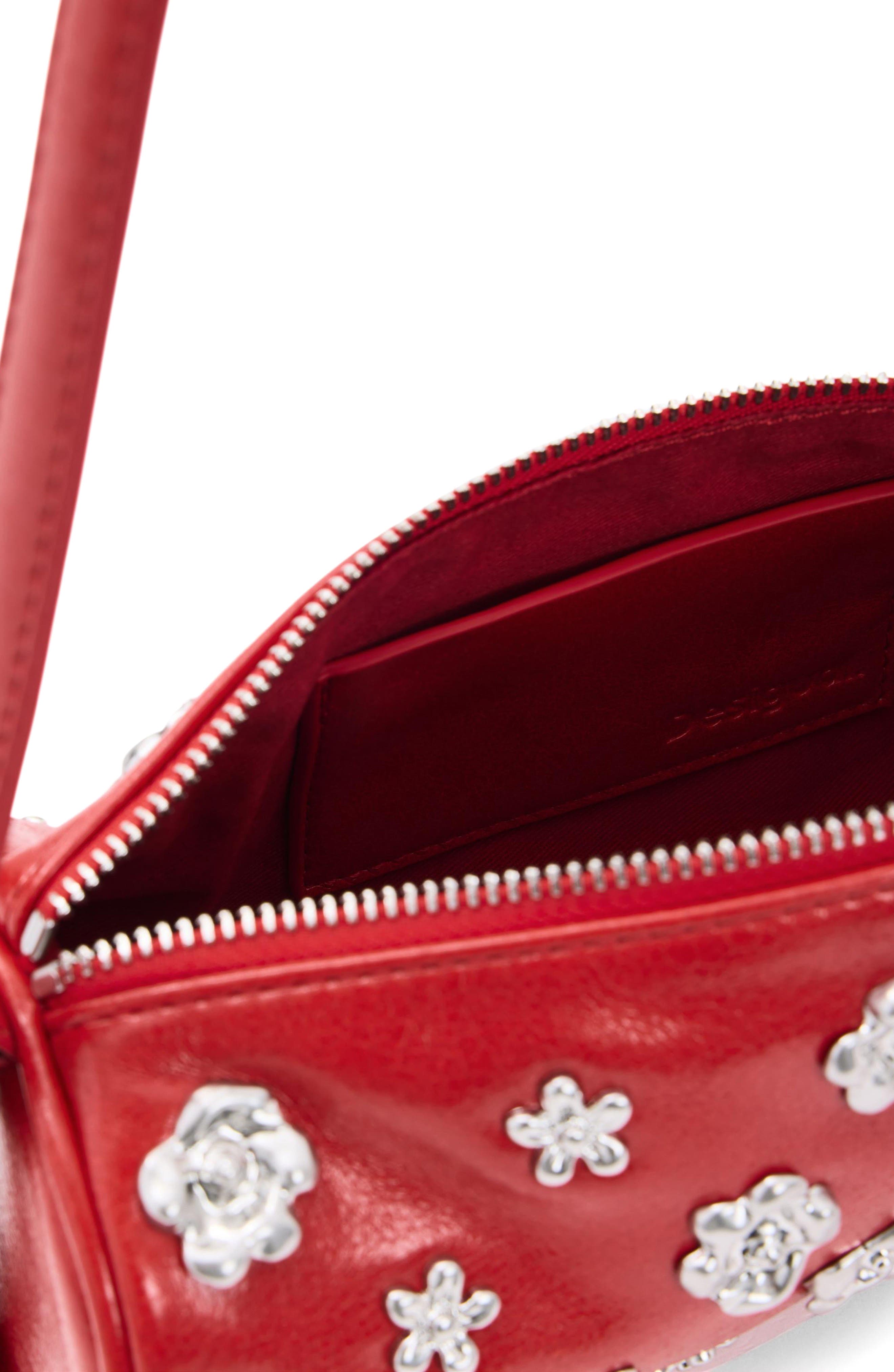 Small Faux Leather Shoulder Bag, Alternate, color, RED