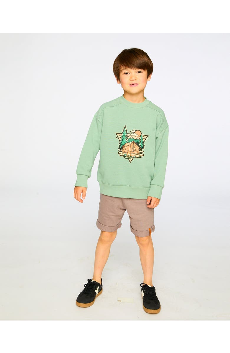 Deux par Deux Elastic Waistband Slant Pockets French Terry Shorts, Alternate, color, Taupe