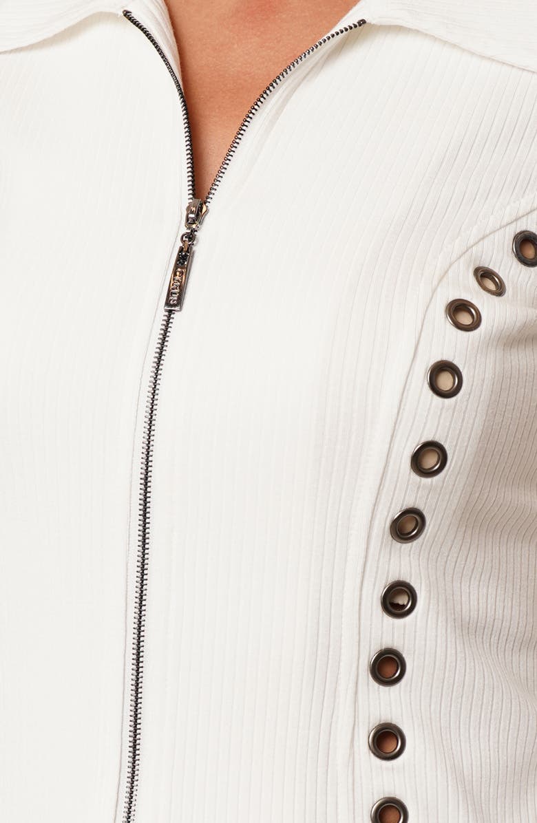 CYRUS Grommet Trim Rib Top, Alternate, color, Bone