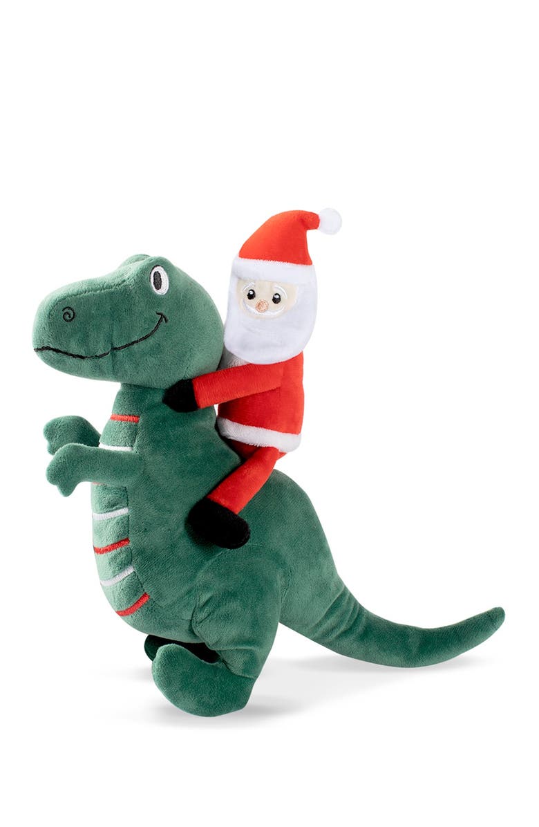 Fringe Studio Ice Skating T-Rex and Santa Saurus Rex 2-Piece Dog Toy Set, Alternate, color, 