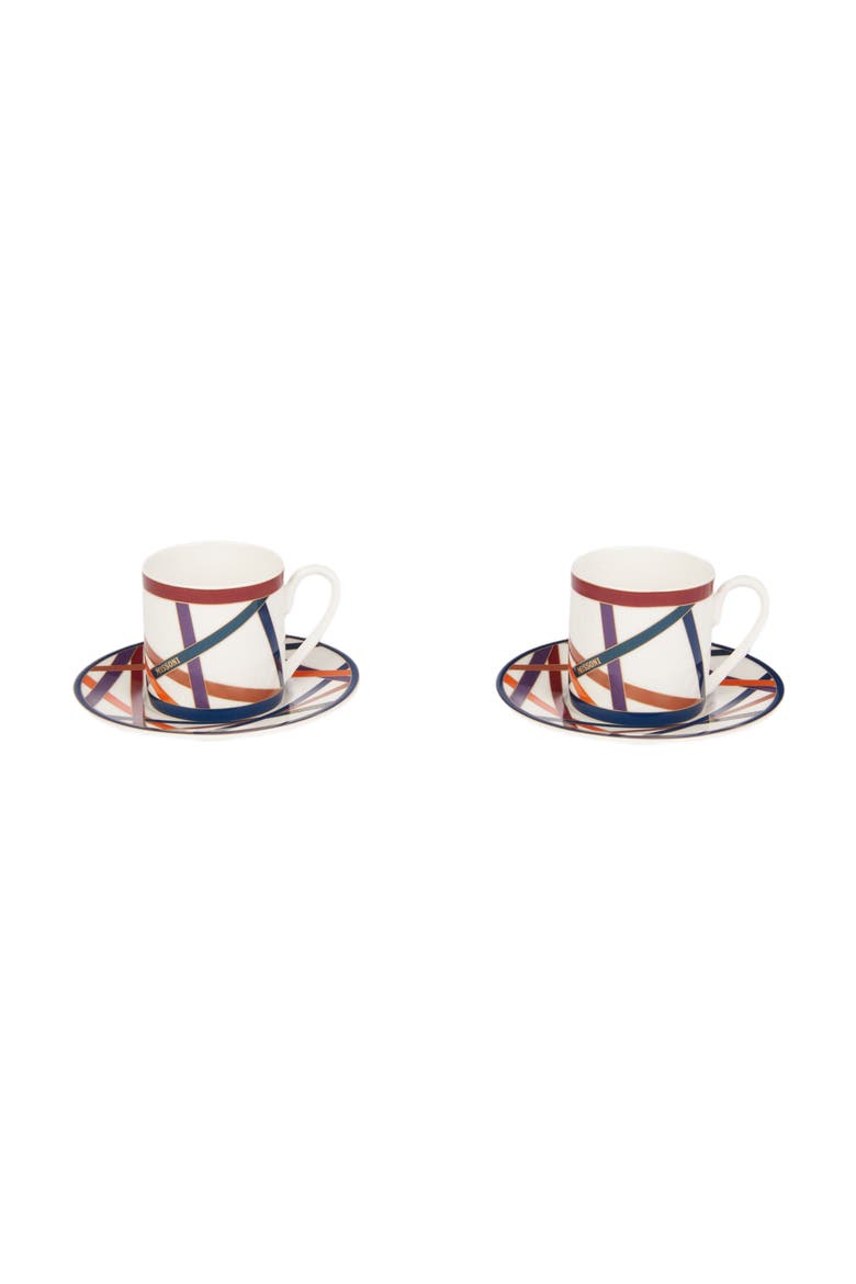 Nastri Set Of 2 Coffee Cups & Saucers, Alternate, color, Multicoloured