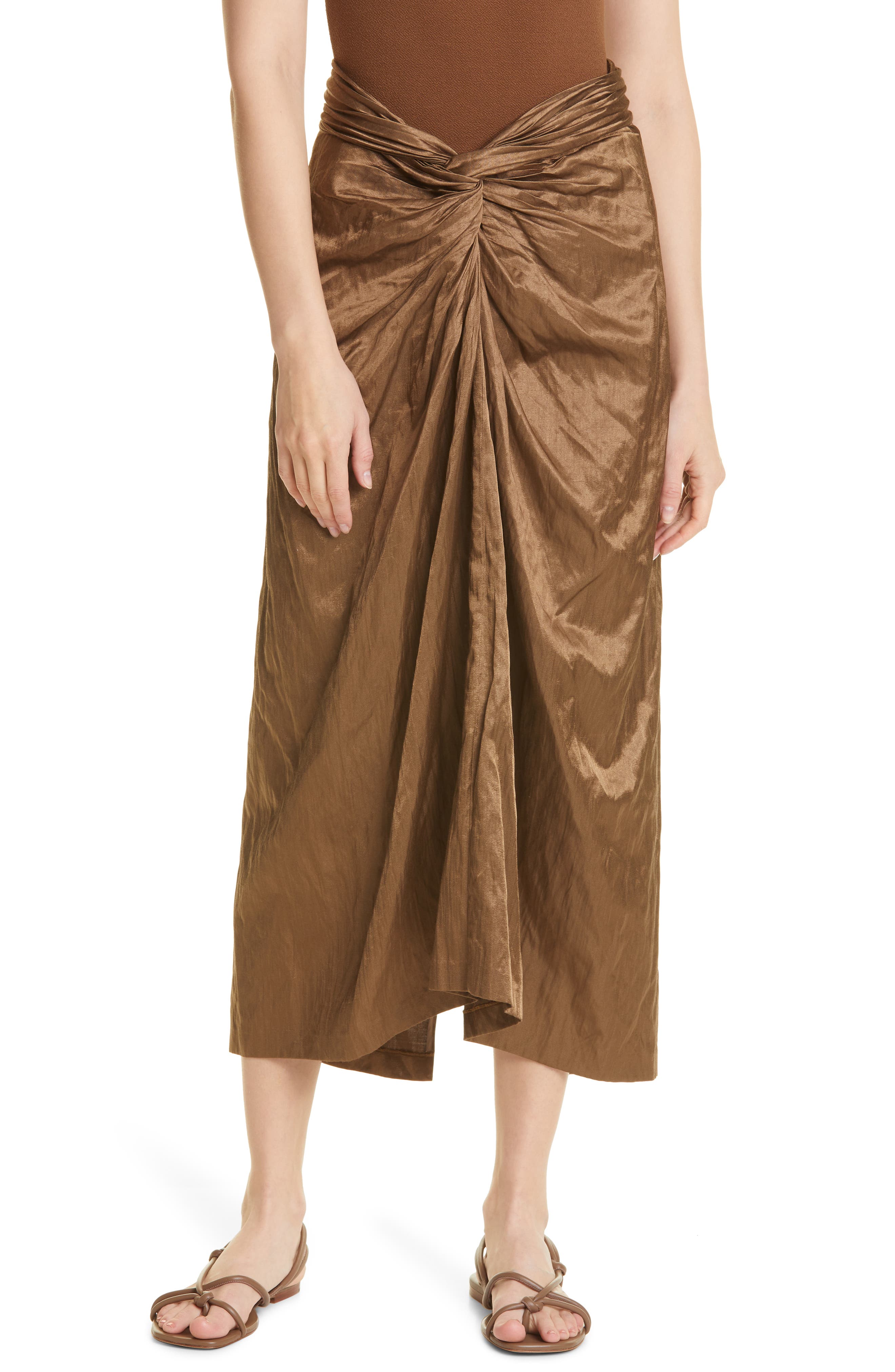 Vince Metallic Twist Front Cotton Blend Skirt
