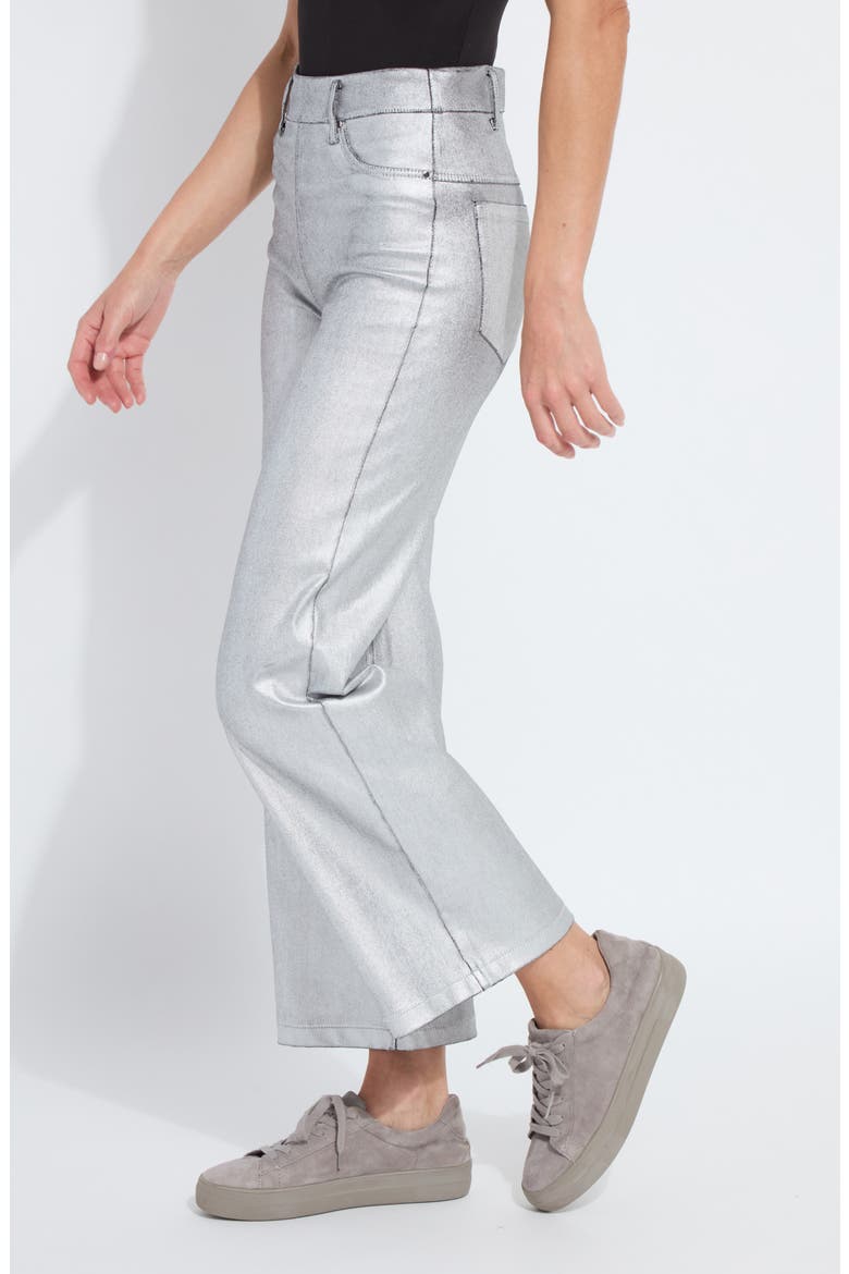 Metallic Coated High Waist Wide Leg Pull-On Jeans, Alternate, color, METALLIC SILVER
