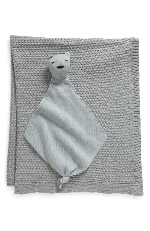 Pink Lemonade Bunny Organic Cotton Baby Blanket & Bear Lovey Set in Alice Blue  product