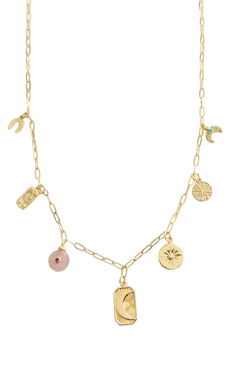 MARLYN SCHIFF Serena Charm Necklace, Main, color, Gold
