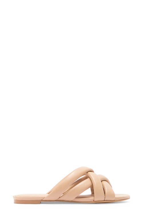 Stuart Weitzman Crossover Leather Slide In Golden Beige