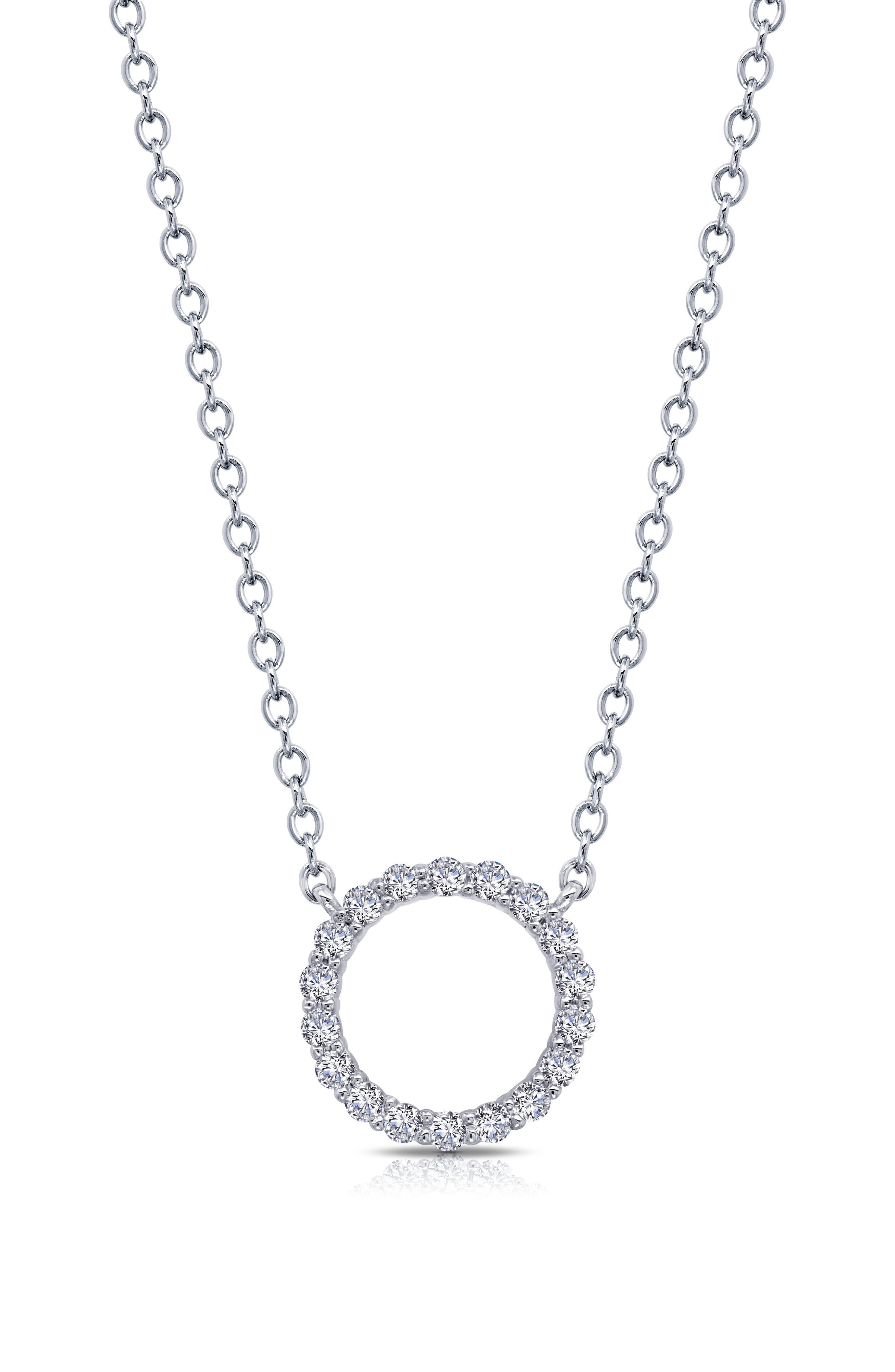 Simulated Diamond Open Circle Pendant Necklace