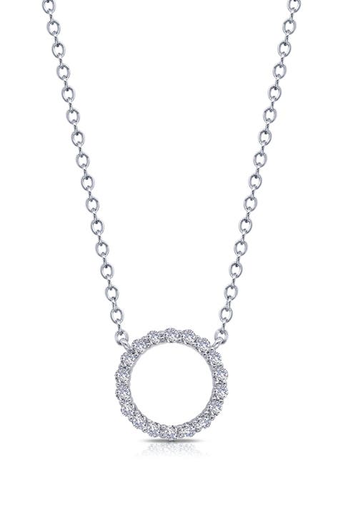 Simulated Diamond Open Circle Pendant Necklace