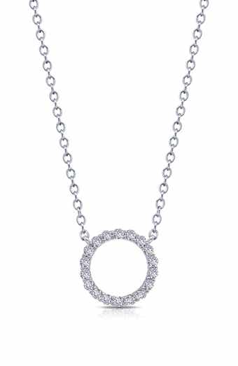 Simulated Diamond Open Circle Pendant Necklace