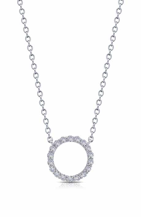 Simulated Diamond Open Circle Pendant Necklace