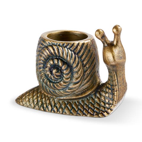 Garden Snail Tealight Antique Brass Aluminum Spring