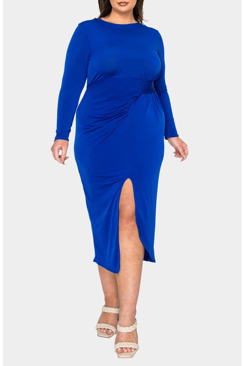 Estelle Ruched Body-Con Midi Dress, Alternate, color, ROYAL