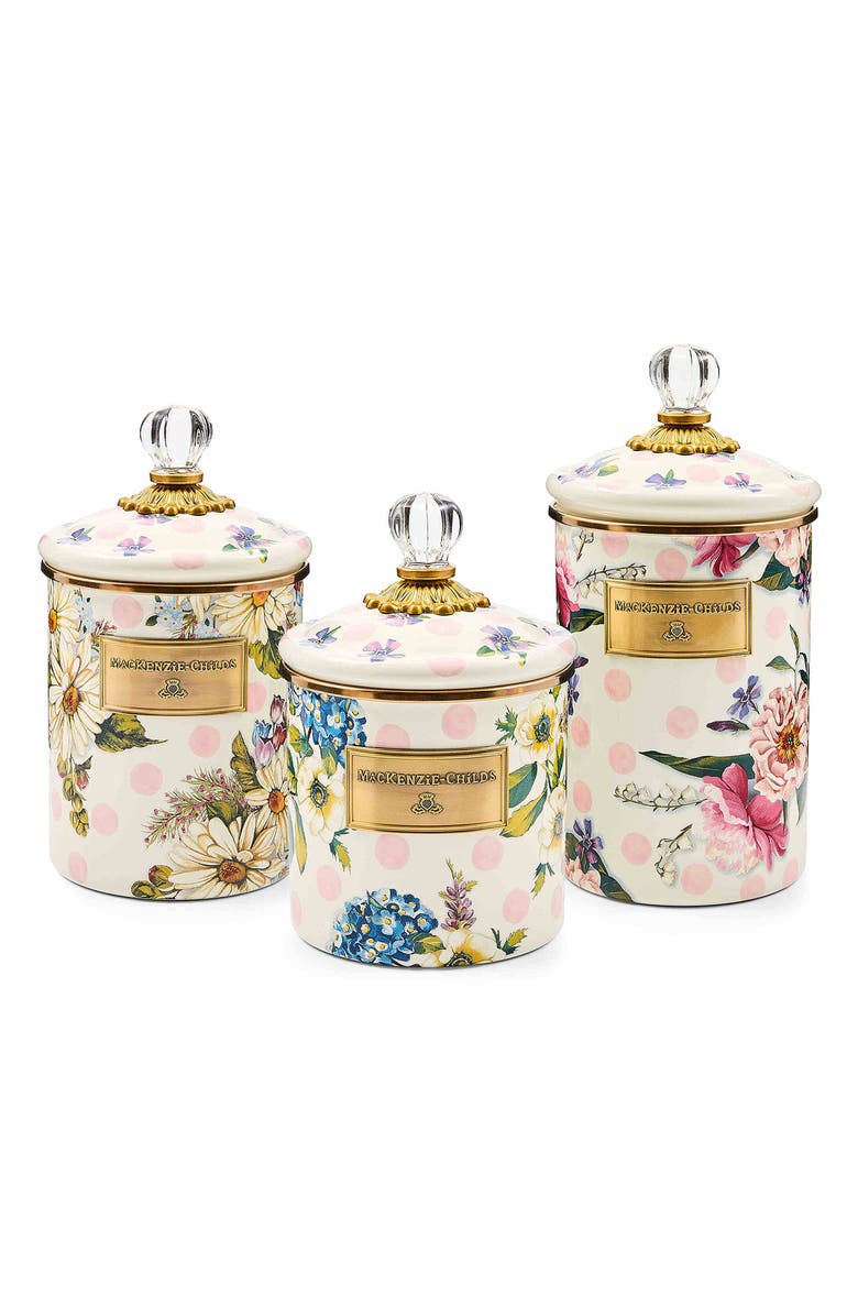 MACKENZIE CHILDS Wildflowers Small Enameled Steel Canister, Alternate, color, Pink