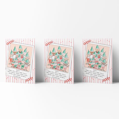 Winter/Holiday Greeting Card Pack Sets (3 ct) Elf Family