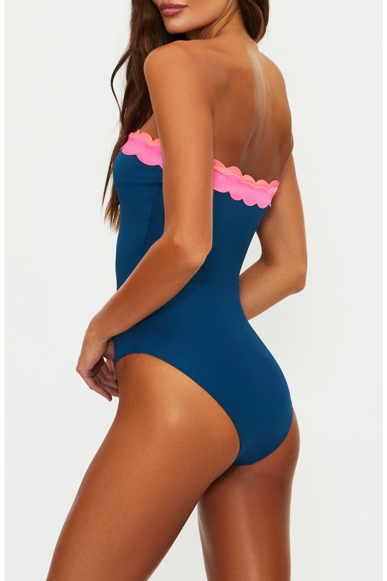 Josy Scalloped Bandeau One-Piece Swimsuit, Alternate, color, SEASHELL ISLE COLORBLOCK