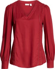 Hinge Lace Stripe V-Neck Blouse