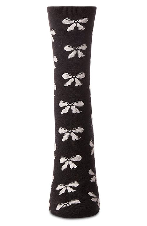 Memoi Bow Crew Socks In Black