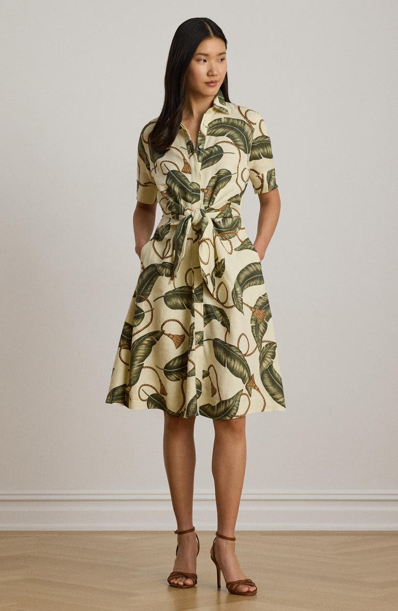 Lauren Ralph Lauren Short Sleeve Shirtdress, Alternate, color, Cream/ Multi