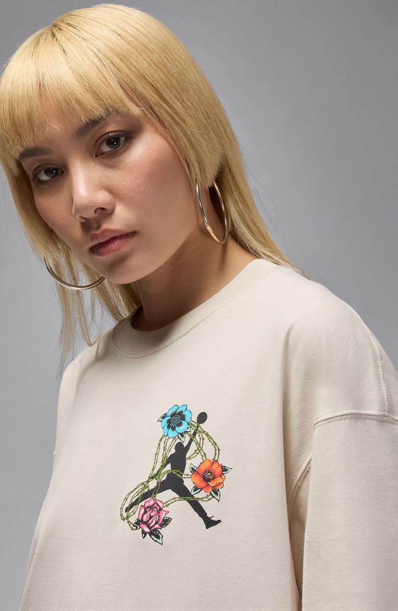 Jordan Flight Oversize Floral Cotton Graphic T-Shirt, Alternate, color, Light Ore Wood Brown