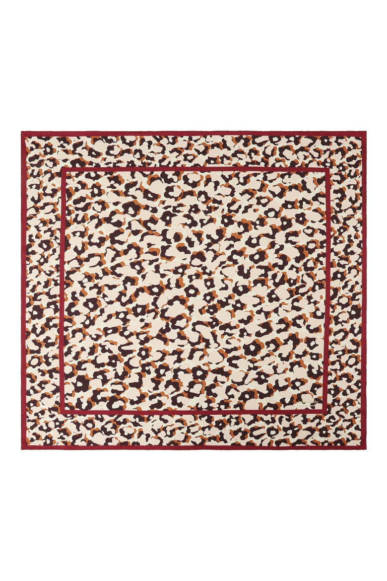 Surreal Leopard Silk Square Scarf, Main, color, PEACH TEA/ ORANGE HONEY