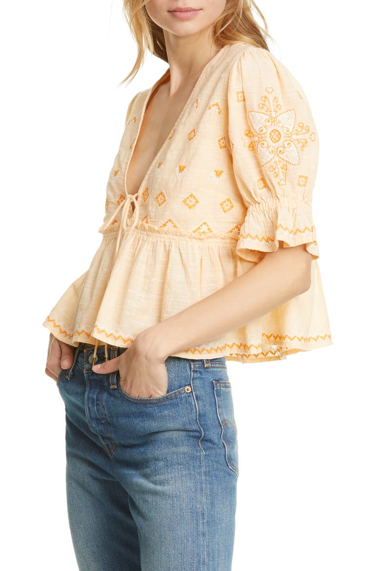 Tallulah Embroidered Blouse, Main, color, BELLE OF GEORGIA