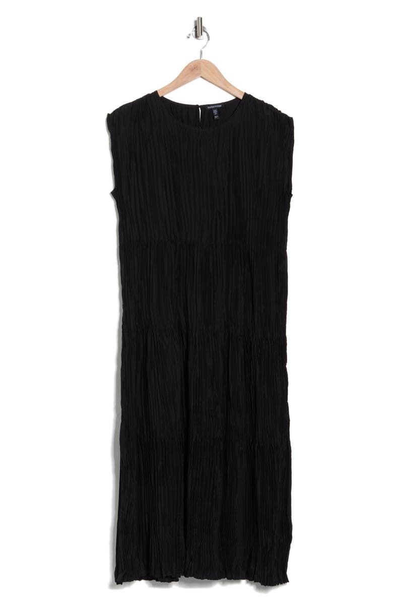 Eileen Fisher Plissé Pleat Silk Dress, Alternate, color, 