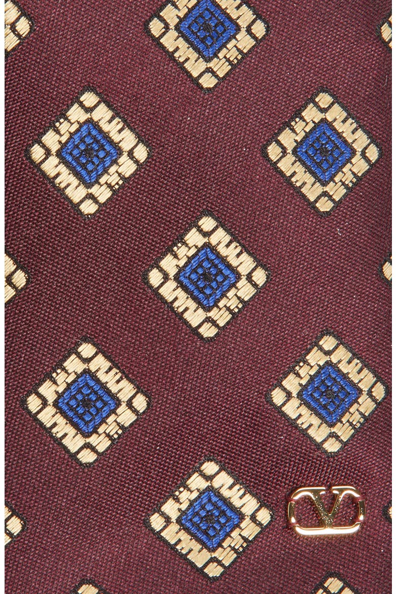 Foulard Silk Jacquard Tie, Alternate, color, DARK RED