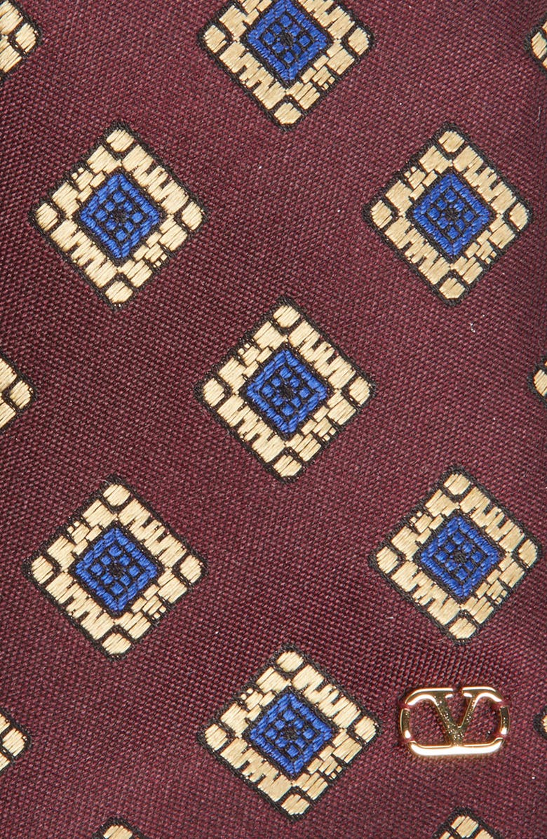Valentino Foulard Silk Jacquard Tie, Alternate, color, Dark Red