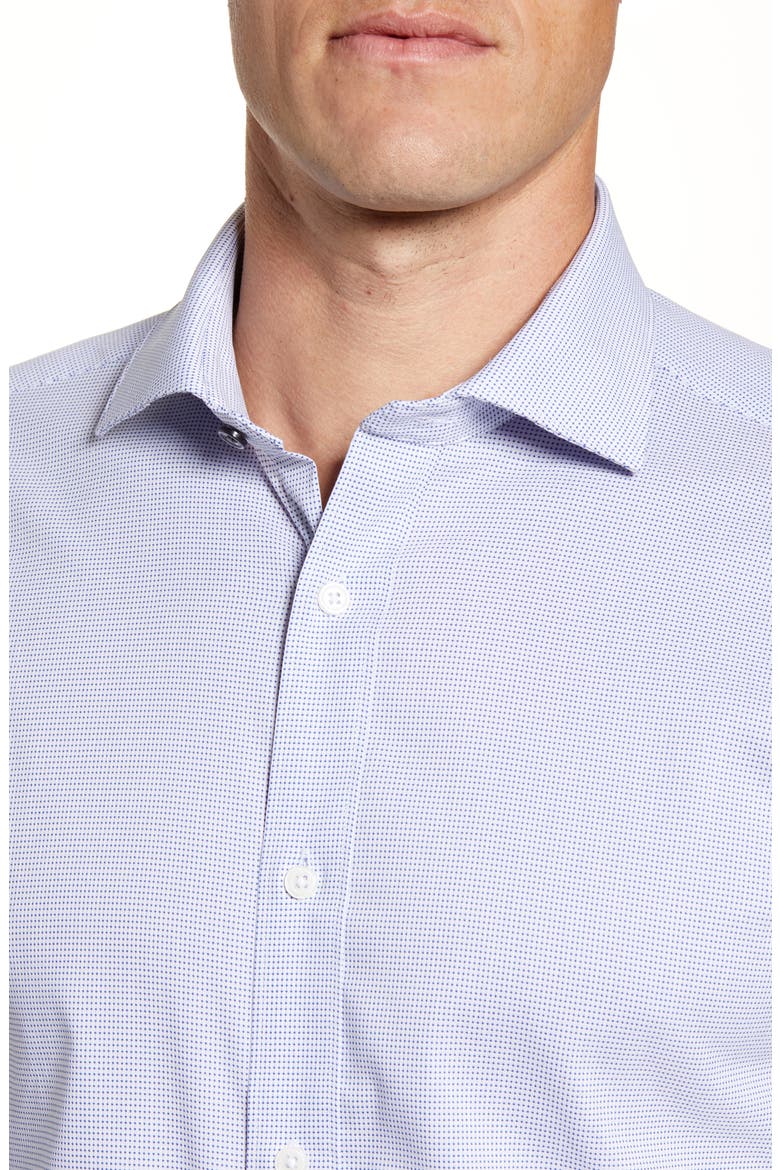 Trim Fit Stretch Cotton Blend Dress Shirt, Alternate, color, TURQUOISE