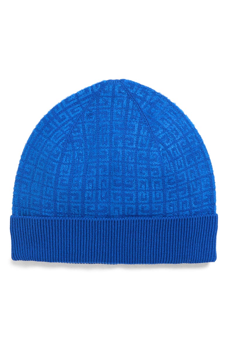 Givenchy Logo Jacquard Knit Beanie, Main, color, Blue