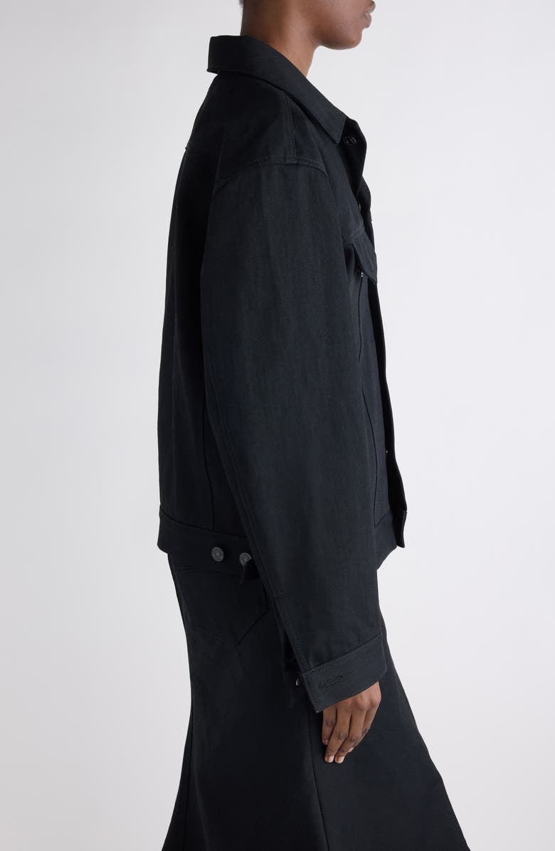 Balenciaga Standing Denim Jacket, Alternate, color, 1000 Black