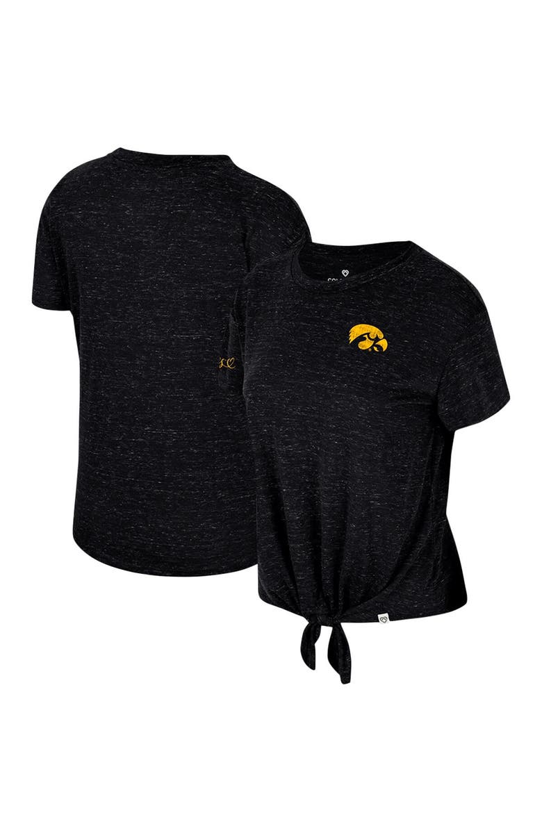 COLOSSEUM Women's Colosseum Black Iowa Hawkeyes Finalists Tie-Front T-Shirt, Alternate, color,