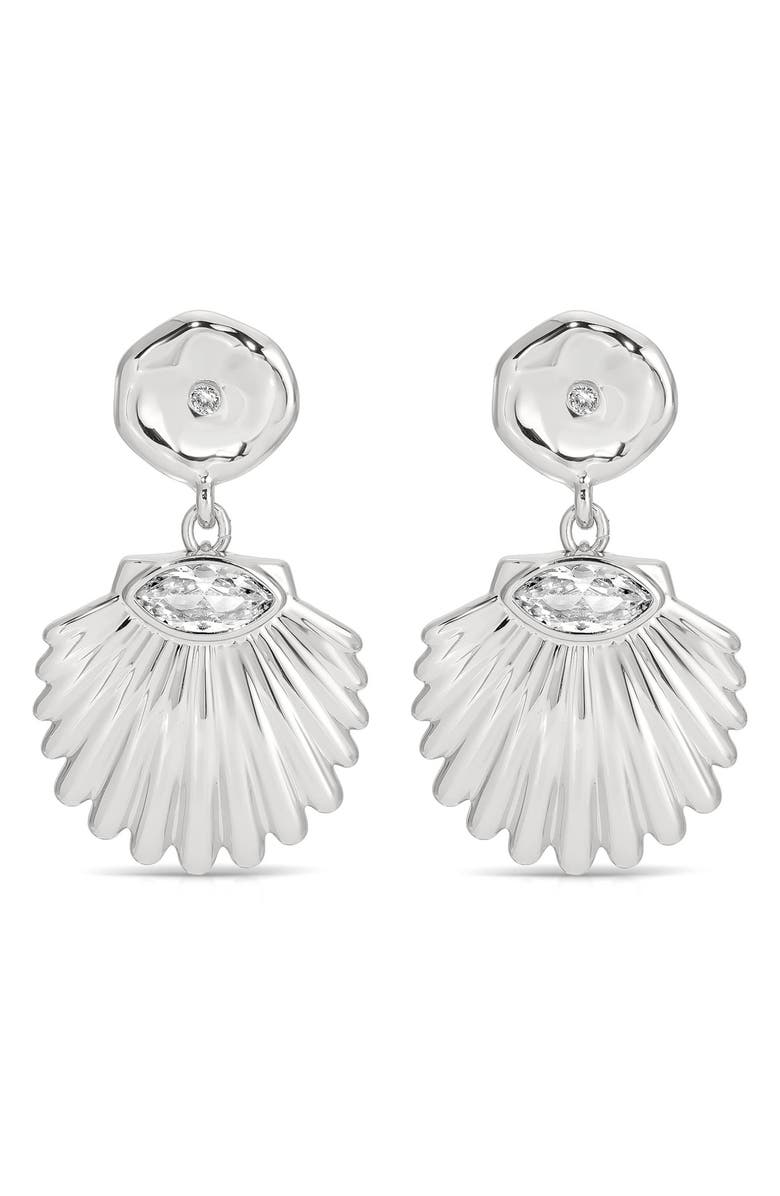 Ettika Santorini Shell Drop Earrings, Main, color, Silver