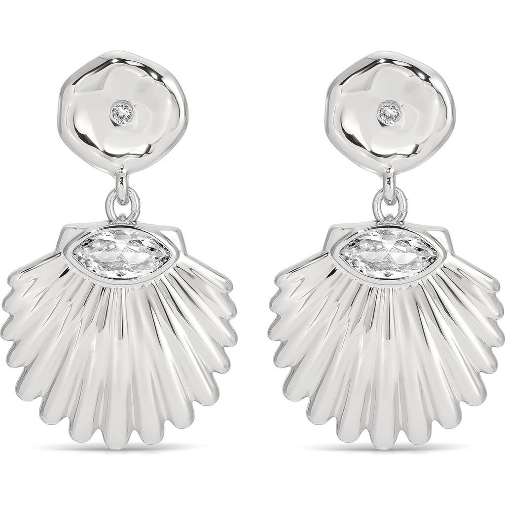 Ettika Santorini Cubic Zirconia Shell Drop Earrings In Metallic