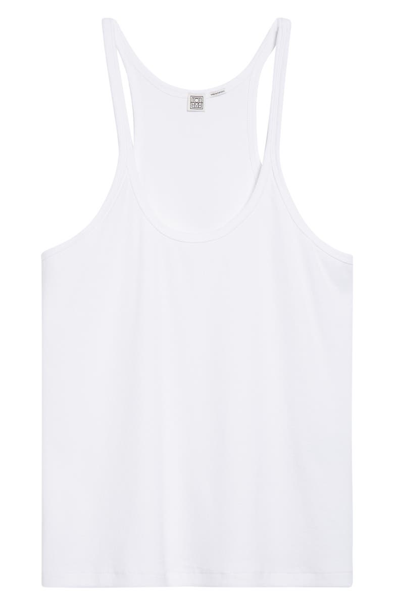 TOTEME Women's Rib Stretch Organic Cotton Tank, Alternate, color, White